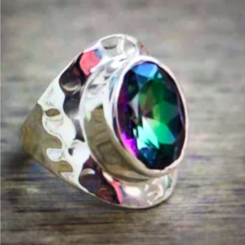 Mystic Topaz Stamped 925 Sterling Silver Ring